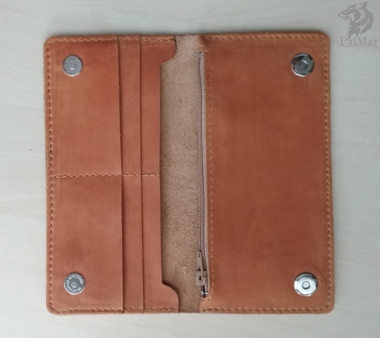 Портмоне гаманець, гаманець "Ві2" ручної роботи, натуральна шкіра, на кнопках магнітах, клатч