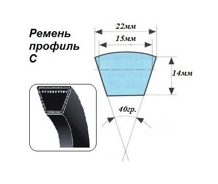 Ремінь профіль C 2000 (Корея) супер якість