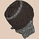 Жіноча в'язана шапка — вушка коричневого кольору та шарф — снуд, фото 4