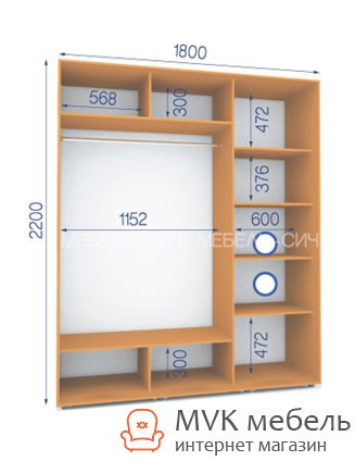Пряма шафа-купе (09/22) 1800х600х2200