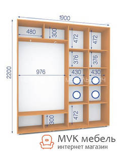 Шкаф купе (25/22) 1900х450х2200