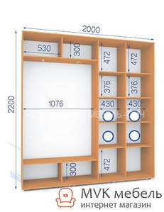 Шафа купе (26/22) 2000х450х2200