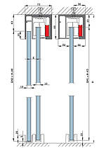 Профіль алюмінієвий несучий для розсувних дверей системи Dorma Agile-150 c бічними вітражами