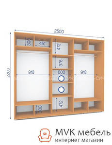 Шафа-купе (31/22-3Ф) 2500х600х2200