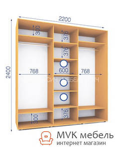 Шафа купе (13/24) 2200х600х2400