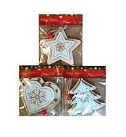 Прикраса новорічна дерев'яна подвійна