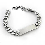 Браслет під гравіювання з неіржавкої сталі зі вставкою, фото 3