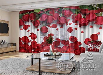 3D - Фото Штори і тюль "Червоні троянди" - будь-який розмір. Читаємо опис!