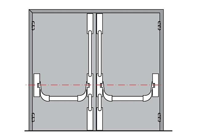 Антипаніка для 2-стулкових протипожежних дверей шляхів евакуації Dorma PHA-2000 3-точкового замикання