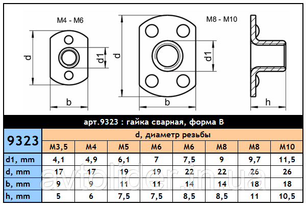 WS 9323 : гайка для приварки, форма В, нержавеющая сталь А2 (AISI 304) - фото 2 - id-p31012376