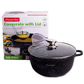 Каструля з кришкою Kamille 4.5 л з литого алюмінію з антипригарним покриттям і для індукції і газу KM-4405