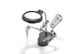 Третя рука для паяння TE-801 тримач плат із підставкою для паяльника, лупа 65 мм, Led-підсвітка