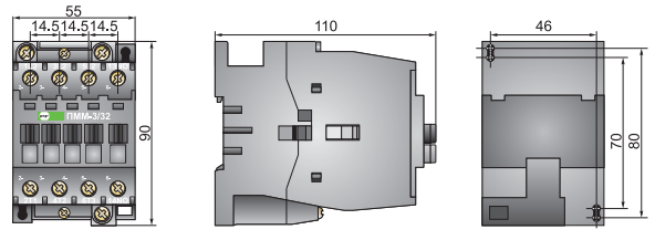 Электромагнитные пускатели ПММ по самым низкми ценам! Габаритные размеры пускателя ПММ-3