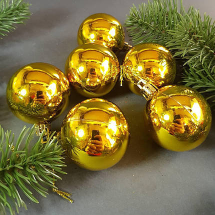 Набір золотих глянцевих кульок 6 шт, Діаметр 5 див., фото 1