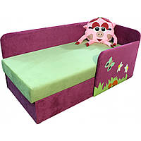 Детский диванчик кроватка Ribeka Смешарик 14M33-Г (правый) Розовый/зеленый