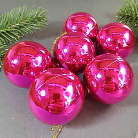 Набір рожевих глянцевих кульок 6 шт, Діаметр 5 див.