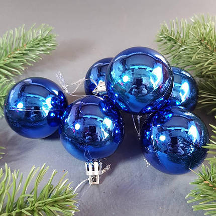 Набір синіх глянцевих кульок 6 шт, Діаметр 5 див., фото 1