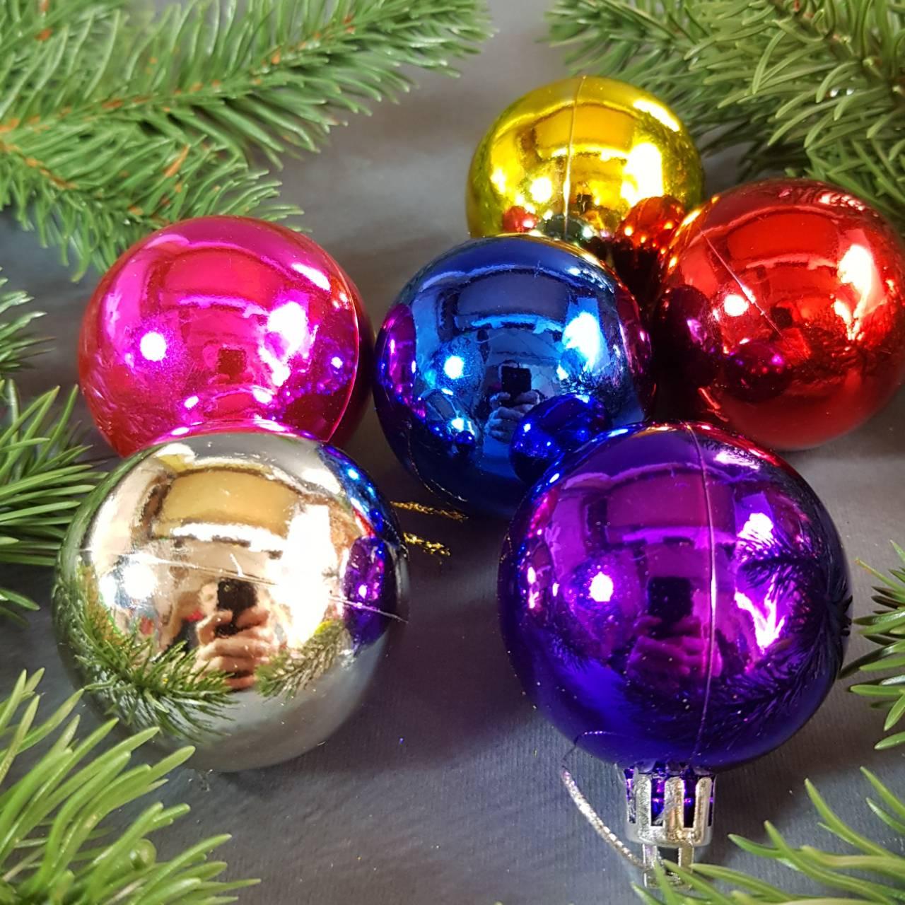 Набір різнокольорових глянцевих кульок 6 шт, Діаметр 5 див.