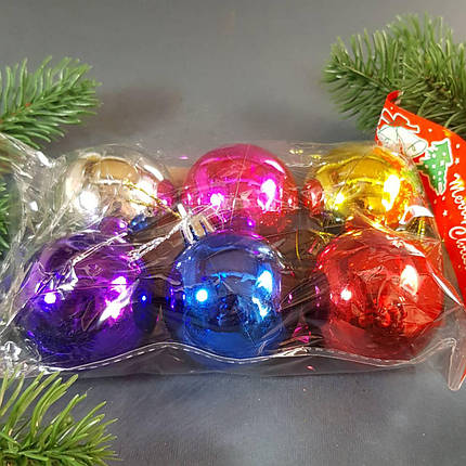 Набір різнокольорових глянцевих кульок 6 шт, Діаметр 5 див., фото 2