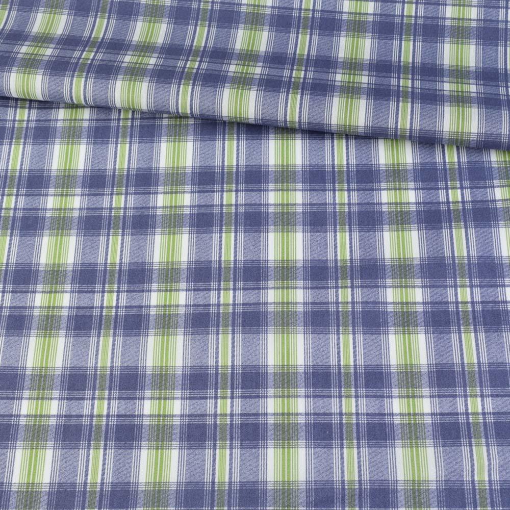 Коттон білий в синю + зелену клітку, ш.165