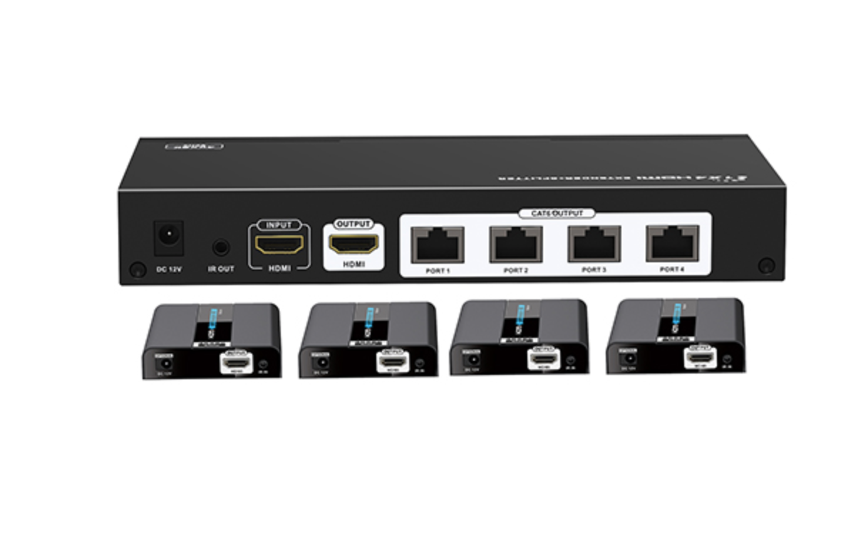 Передавач відеосигналу Lenkeng LKV714 Pro V2.0 1×4HDMI 2.0 POE ІЧ CAT6 до 30 м відео передавач і приймач