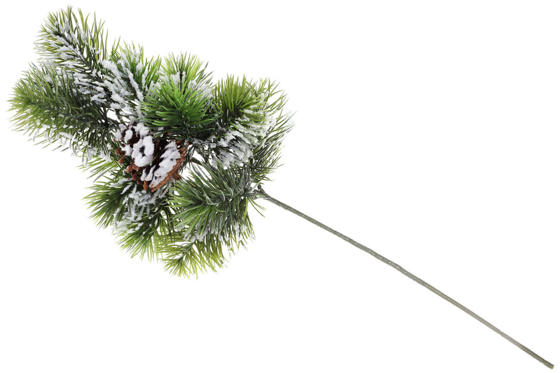 Декоративна гілка хвої засніжена з шишкою, 60см - 4 шт УПАКОВКА ТОВАР ВІД ВИРОБНИКА