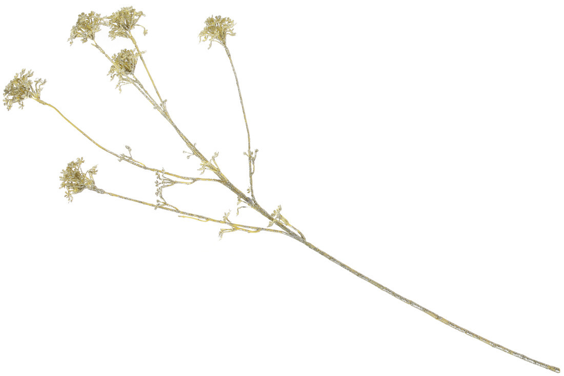 Декоративна гілка з гліттером, 66см, колір - золото ТОВАР ВІД ВИРОБНИКА