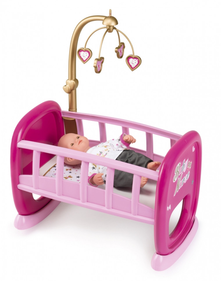 Колиска ліжко для пупса Smoby Baby Nurse з Мобілем 220328 (Прим'ята упаковка)