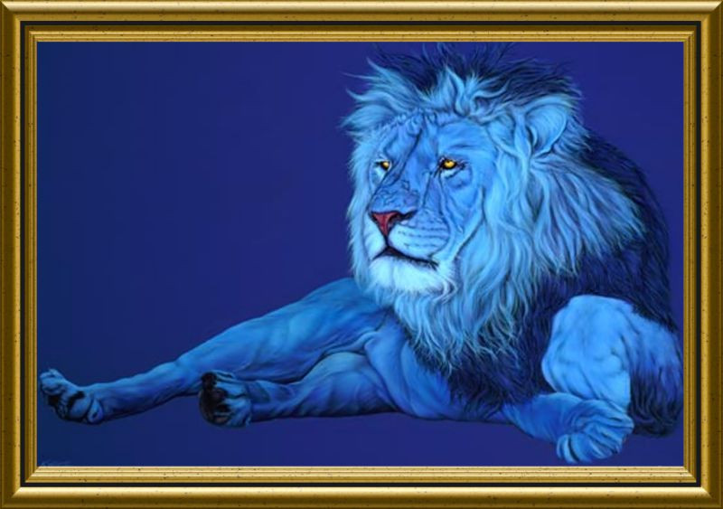 Репродукція сучасної картини "Блакитний лев на синьому" 30 х 45 см