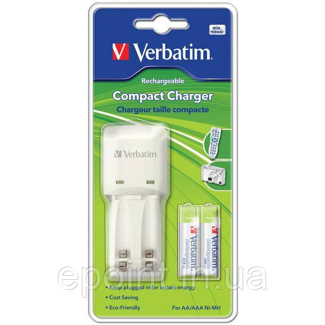 Зарядний пристрій VERBATIM Compact Charger + 2AAA 1000 mAh для акумуляторів АА, ААА (NiMH/NiCd)
