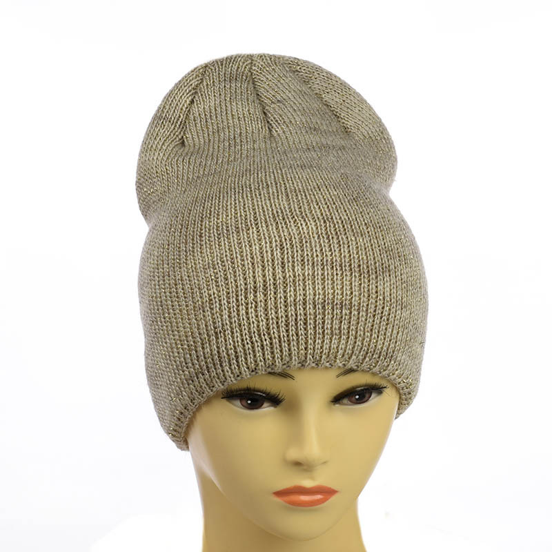 Молодіжна шапка з люрексом пісочний