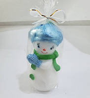 Свічка Сніговик Няша блакитна шапка / Свічка Сніговик Няша блакитна шапка 9x4 см