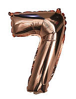 Куля цифра 7 фольгована рожеве золото 35 см