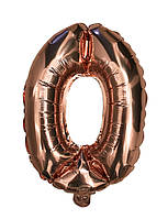 Куля цифра 0 фольгована рожеве золото 35 см