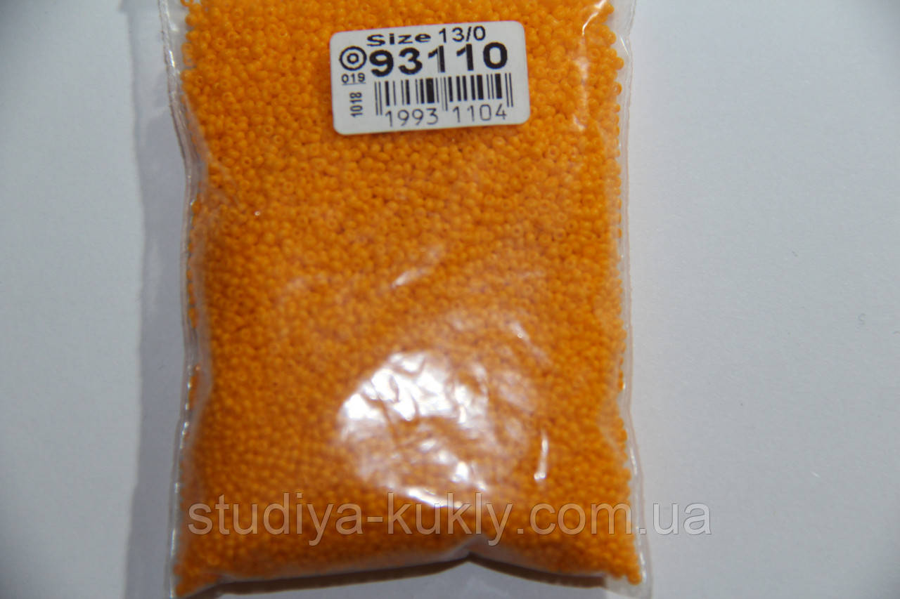 Бісер чеський, мікро. Пресциоза. №13 Колір оранжевий, непрозорий. арт 93110. Упаковка 10 грам., фото 1