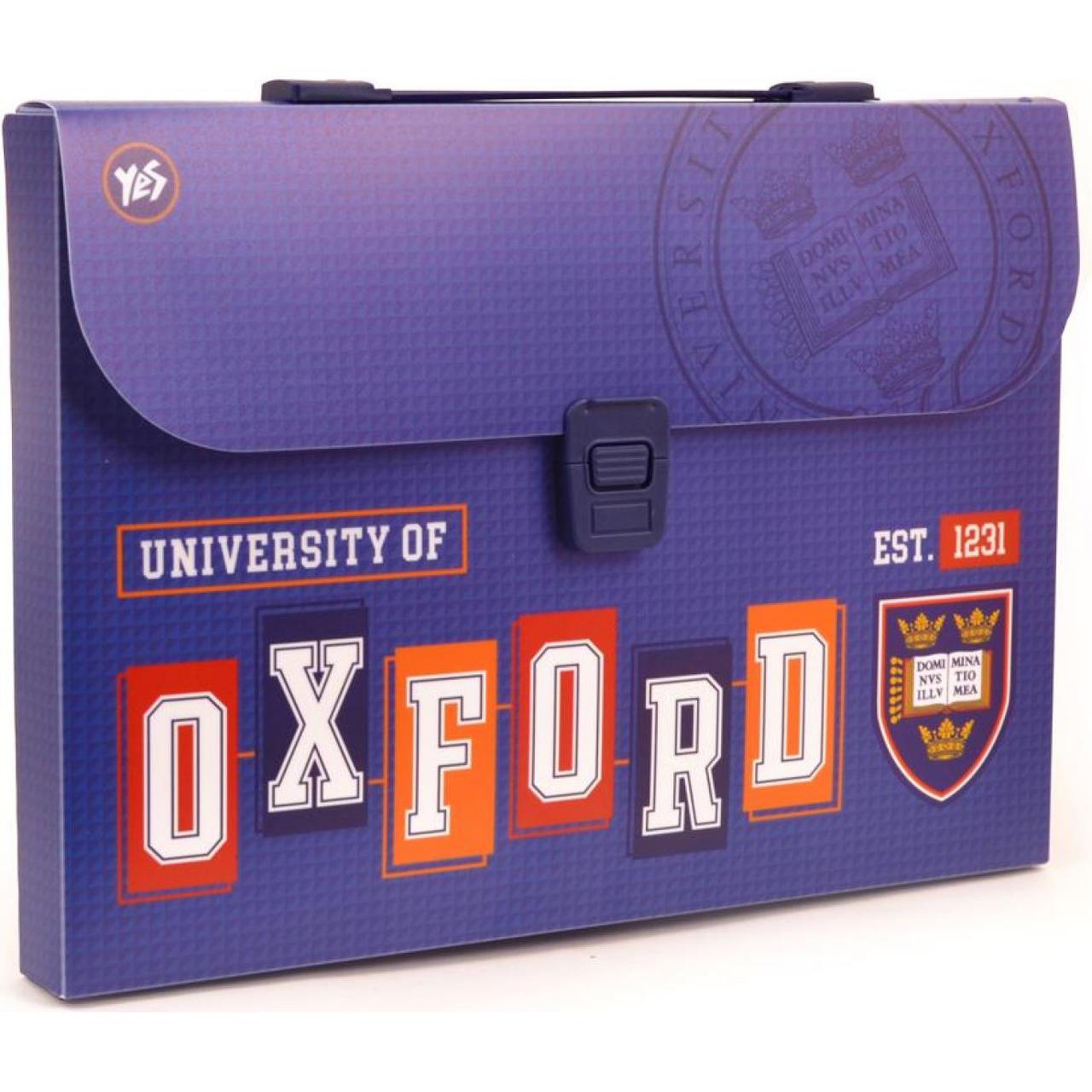 Папка-портфель "Yes" "Oxford" А4 пластикова на застібці з ручкою 491445