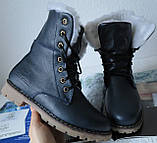 Суперзимові в стилі Timberland жіночі чоботи черевики теплі натуральна шкіра сині 36 розм, фото 10