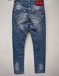 Стильні джинси для дівчаток 116,122,134,140 зросту в дрібну квіточку, фото 2
