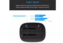 Док станція для HDD, SSD 2.5" 3.5" SATA III USB3.0 ORICO 6228US3-C з функцією клонування, фото 6