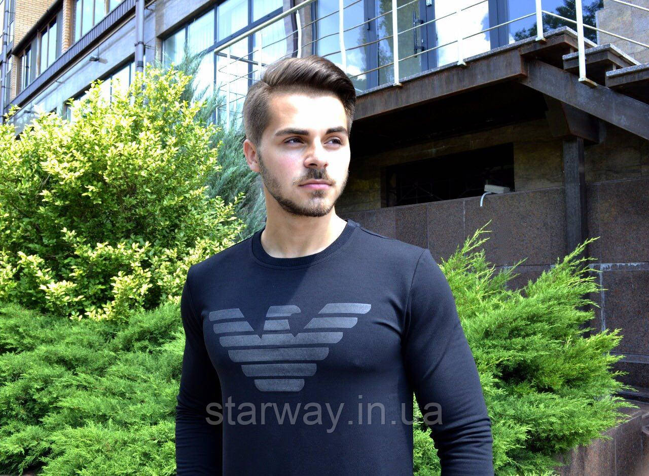 Чорний світшот принт emporio armani  | стильна кофта