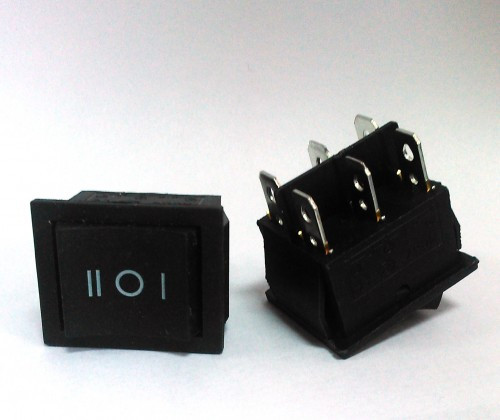 Перемикач клавіатури KCD2-203-3 ON-OFF-ON 6 pin чорний