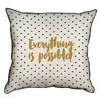 Подушка с мешковины Everything is possible! 45x45 см (45PHB_17L011_WH)