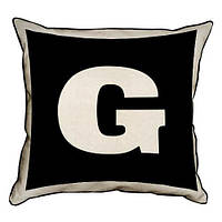 Подушка з мішковини Англійська літера G 45x45 см (45PHB_ABC014_WH)