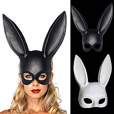 Милі вуха зайця, Маска кролика PlayBoy RESTEQ, чорна глянець 36см, фото 5