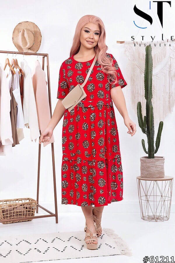 

Женское Платье из штапеля принт Батал