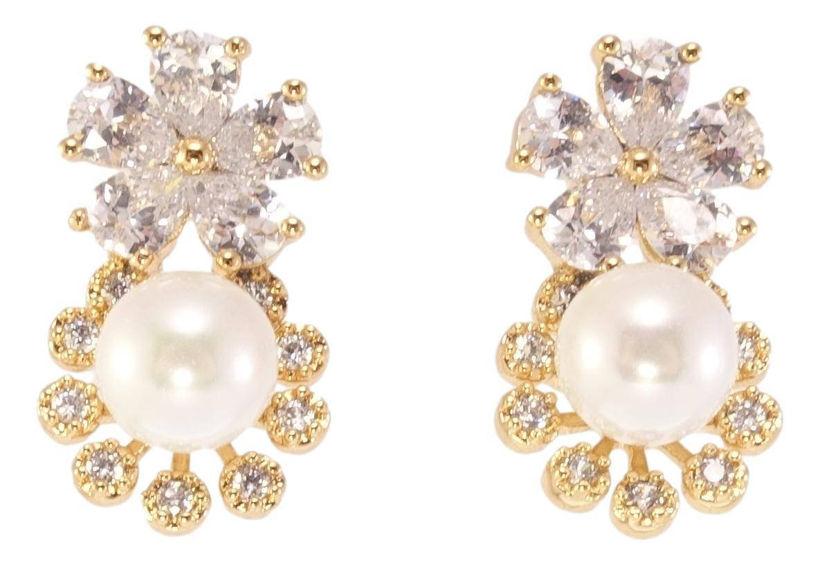 

Серьги Xuping Позолота 18K гвоздики (пусеты) "Кристальные цветочки с жемчужиной"
