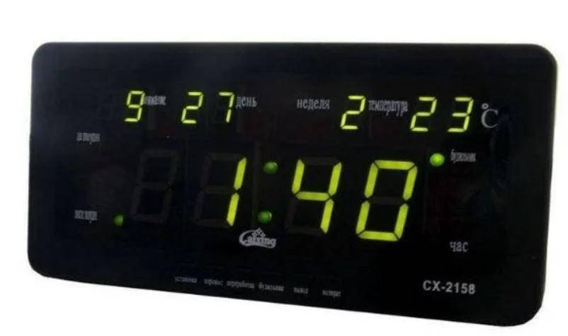 

Часы Caixing CX-2158 с зеленой подсветкой, черные