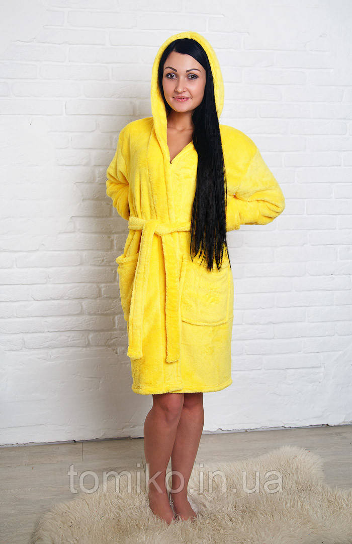 Халат жіночий середньої довжини з капюшоном, фото 1