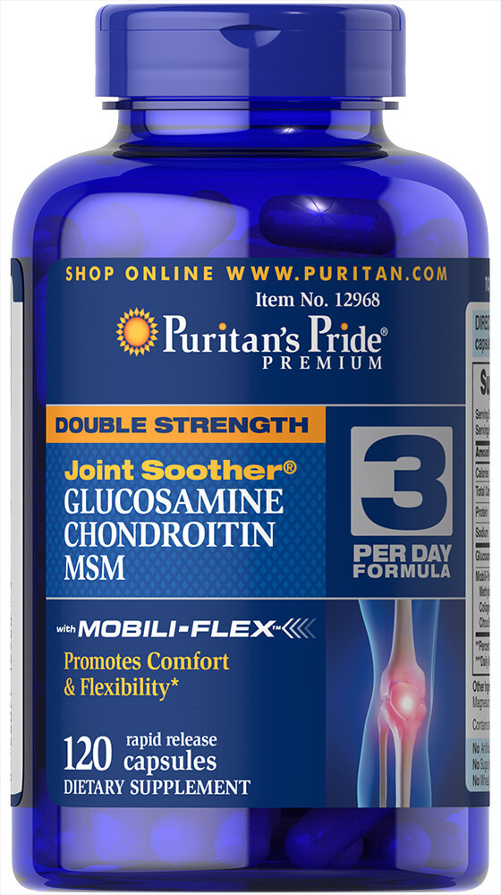 Double Strength Glucosamine Chondroitin MSM Puritan's Pride, 120 капсул