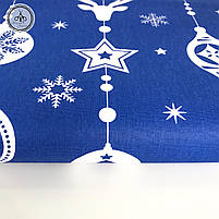 Польська бавовняна тканина "іграшки білі на синьому", фото 2